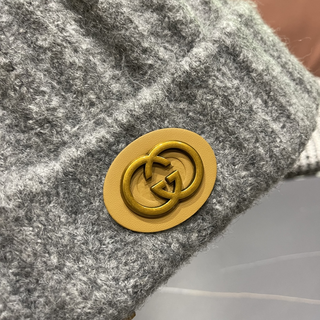 古奇 日系条纹保暖毛线帽子女户外滑雪宽松情侣新款冷帽时尚针织帽