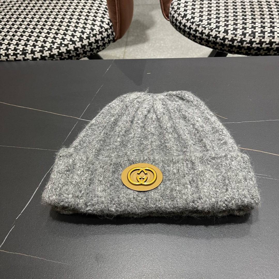 古奇 日系条纹保暖毛线帽子女户外滑雪宽松情侣新款冷帽时尚针织帽