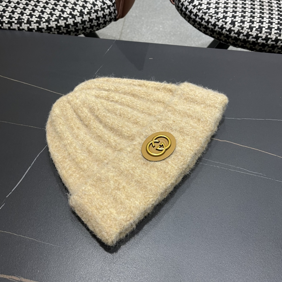 古奇 日系条纹保暖毛线帽子女户外滑雪宽松情侣新款冷帽时尚针织帽