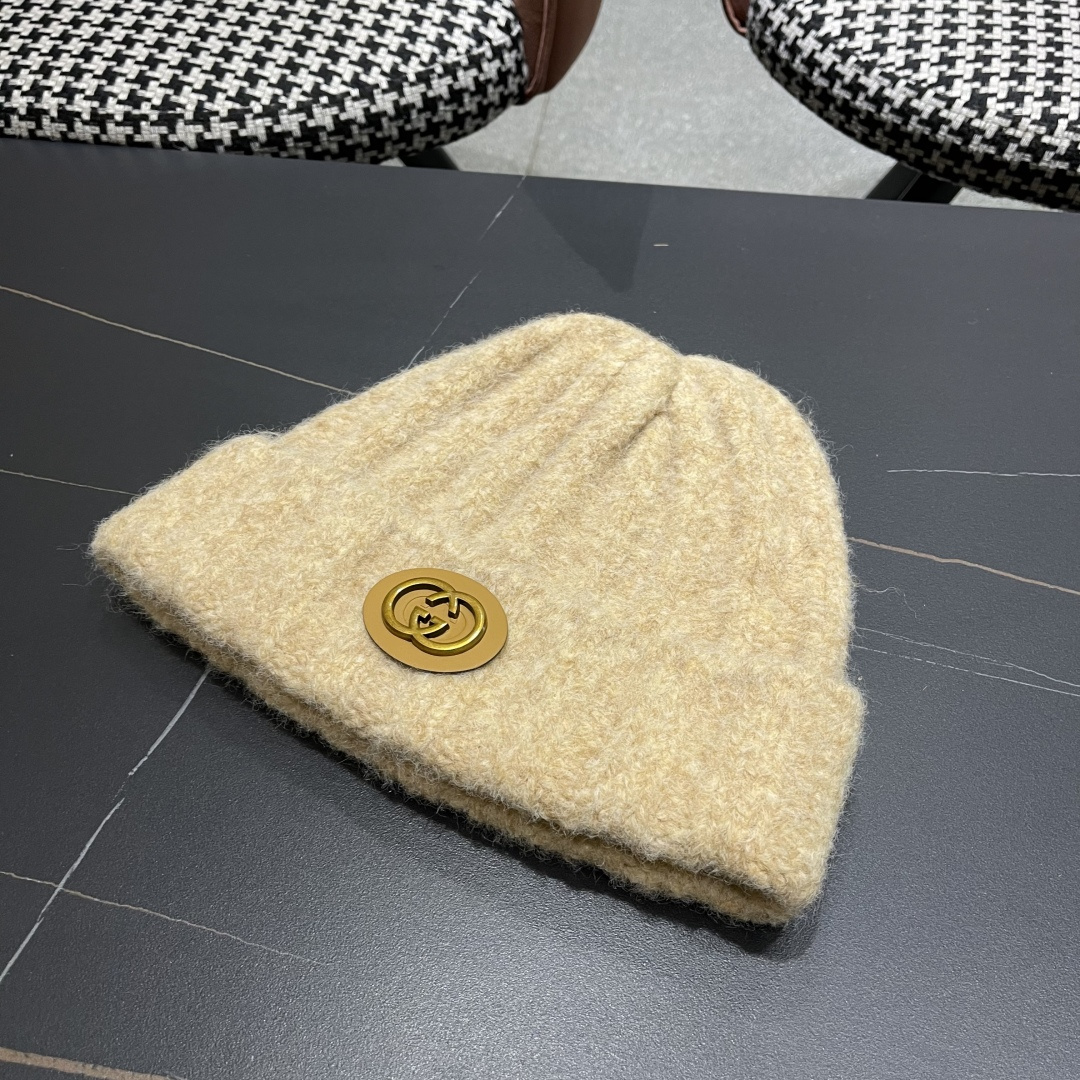 古奇 日系条纹保暖毛线帽子女户外滑雪宽松情侣新款冷帽时尚针织帽