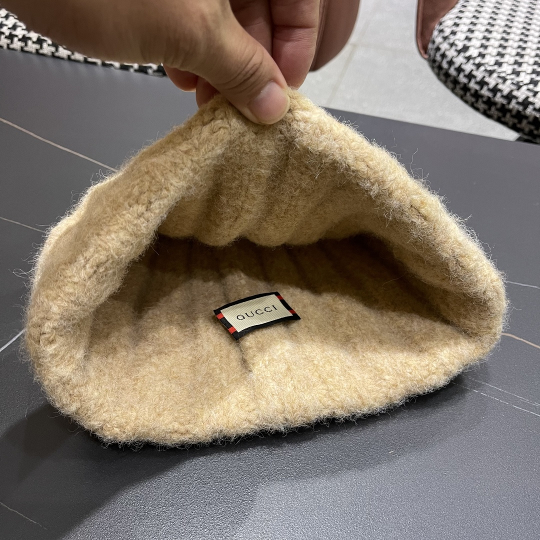 古奇 日系条纹保暖毛线帽子女户外滑雪宽松情侣新款冷帽时尚针织帽