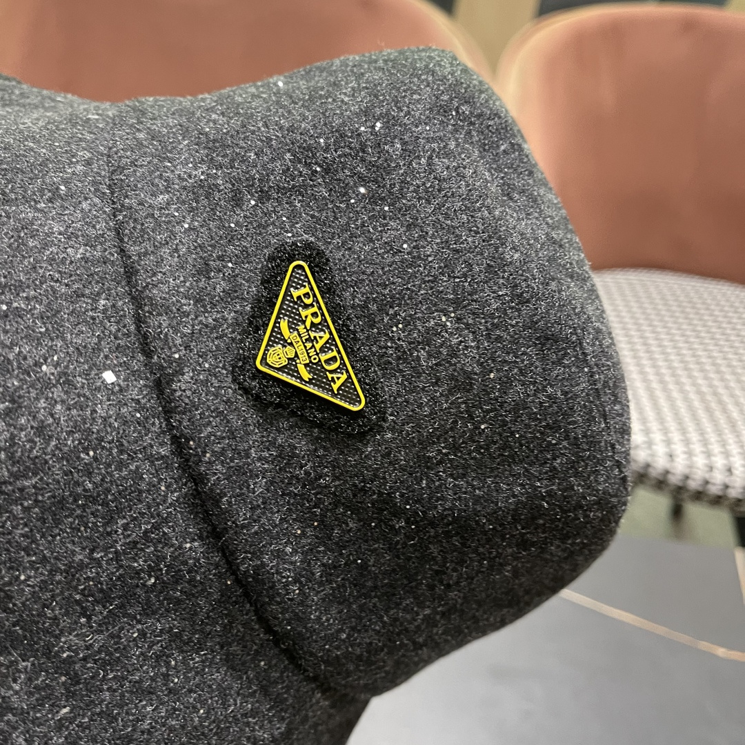 普拉达 黑钻亮线隐闪渔夫帽夏透气女帽子柔软显脸小遮阳帽韩版百搭黑盆帽