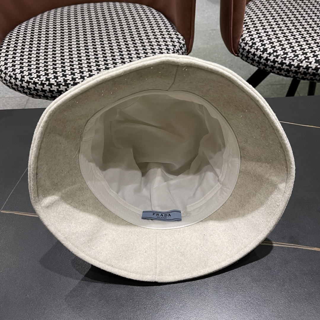 普拉达 黑钻亮线隐闪渔夫帽夏透气女帽子柔软显脸小遮阳帽韩版百搭黑盆帽