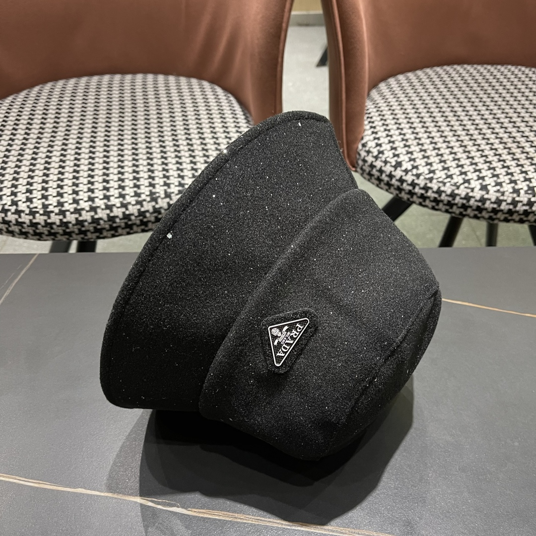 普拉达 黑钻亮线隐闪渔夫帽夏透气女帽子柔软显脸小遮阳帽韩版百搭黑盆帽