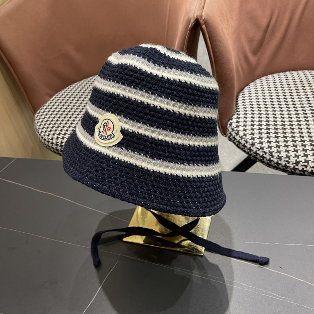  蒙囗 早秋新款条纹渔夫帽女韩版高级感百搭时尚显脸小盆帽遮阳帽防晒帽