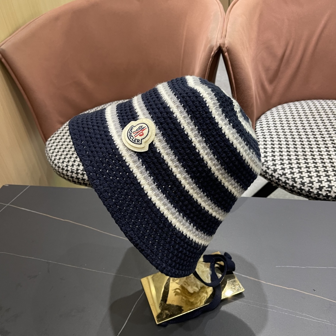  蒙囗 早秋新款条纹渔夫帽女韩版高级感百搭时尚显脸小盆帽遮阳帽防晒帽