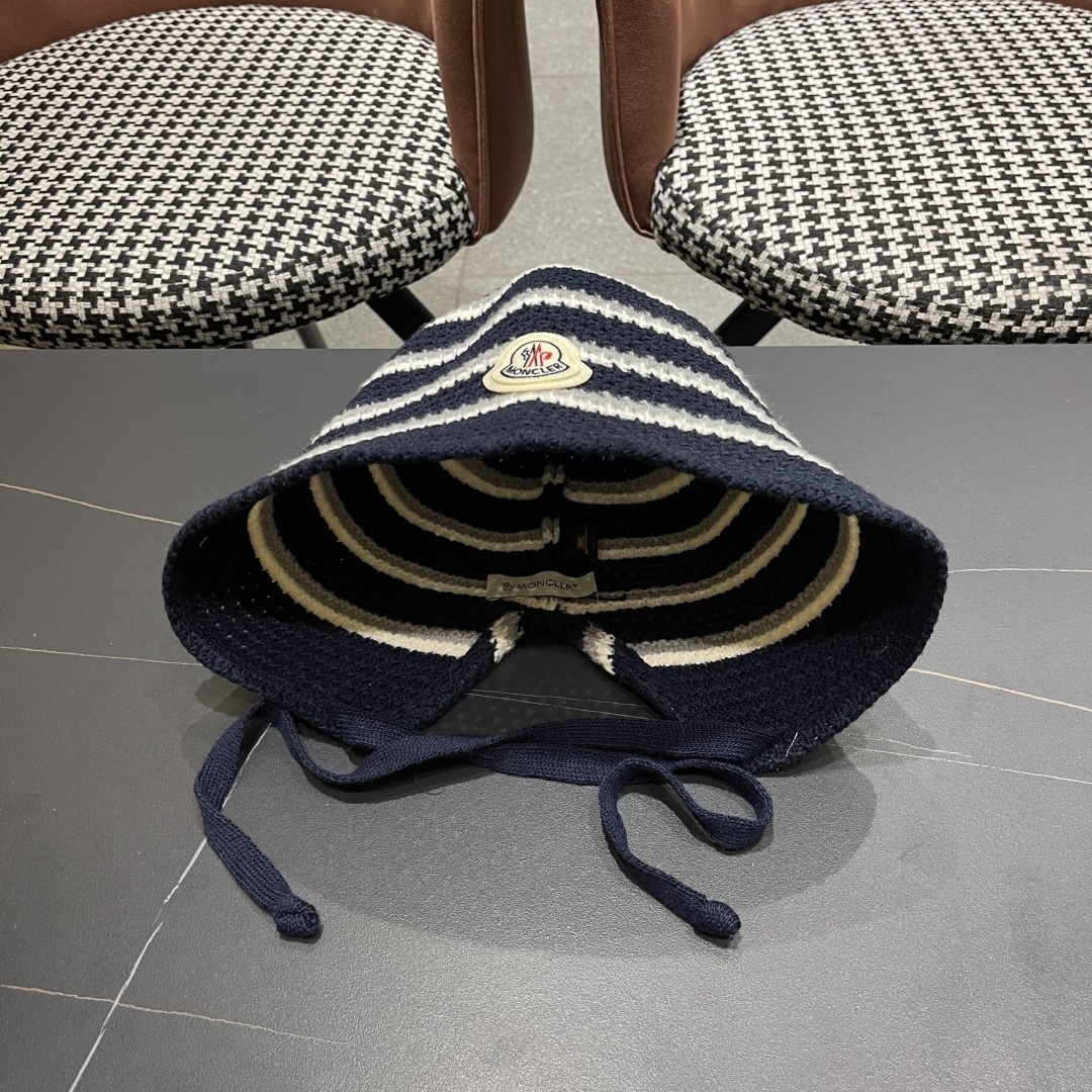  蒙囗 早秋新款条纹渔夫帽女韩版高级感百搭时尚显脸小盆帽遮阳帽防晒帽