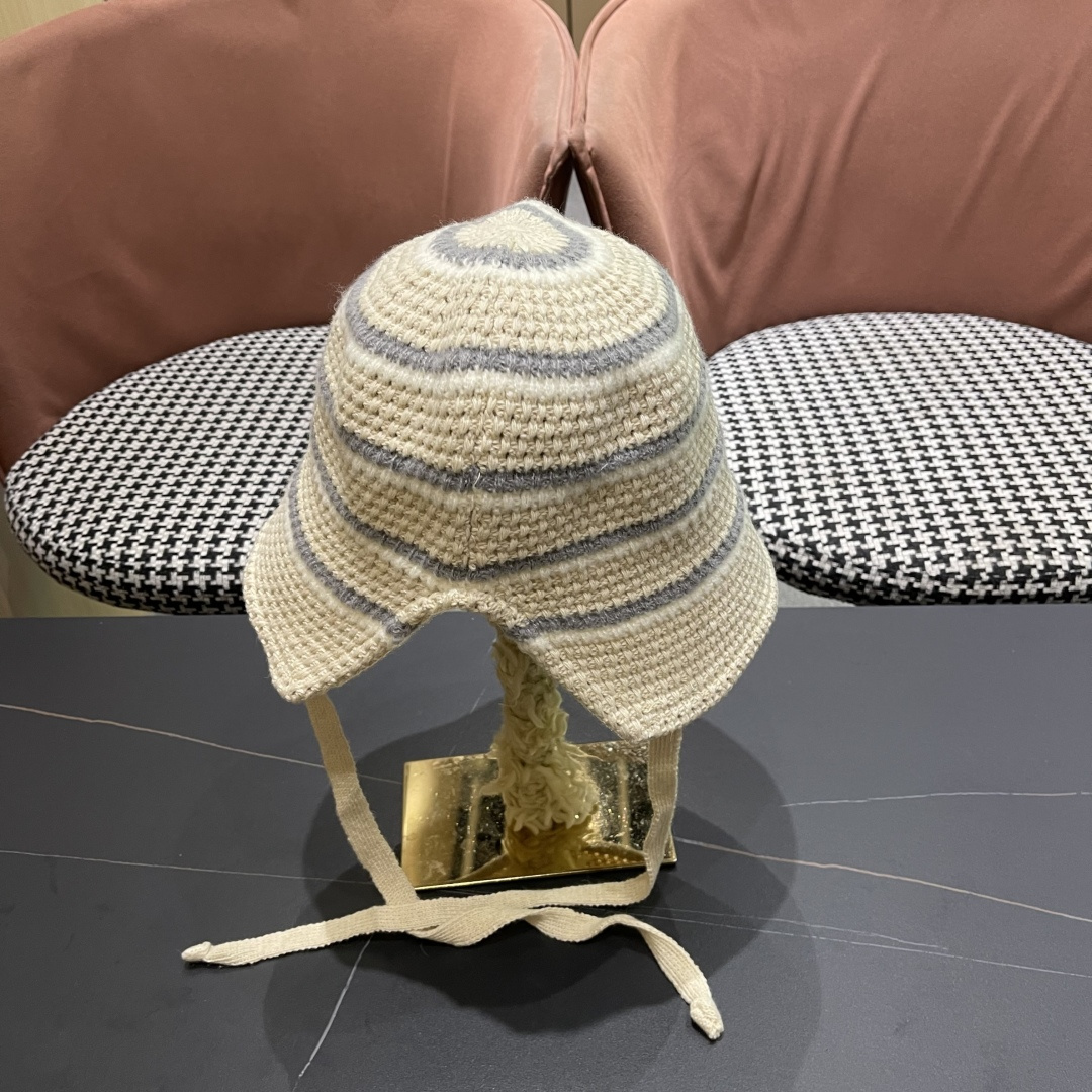  蒙囗 早秋新款条纹渔夫帽女韩版高级感百搭时尚显脸小盆帽遮阳帽防晒帽