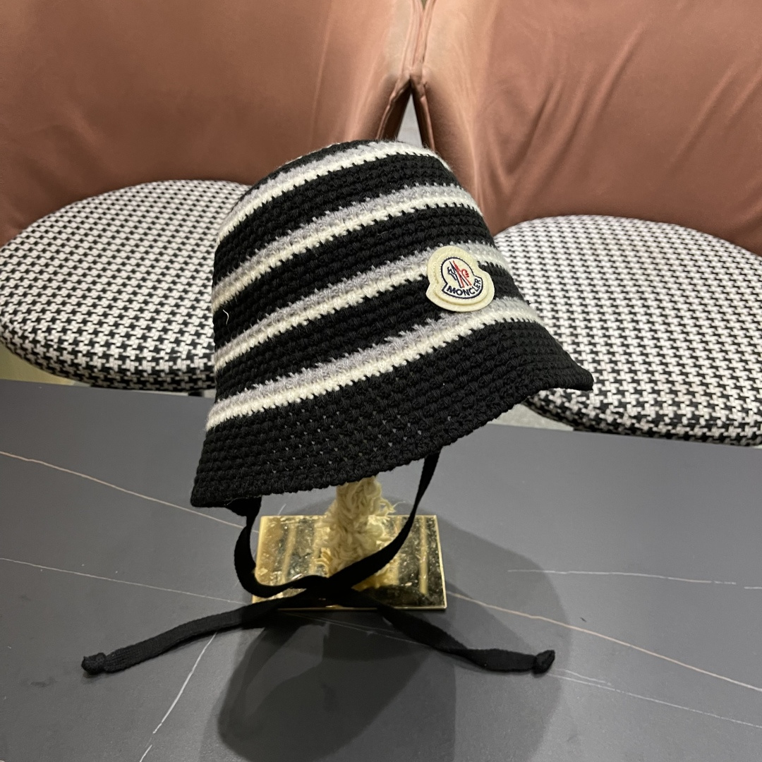  蒙囗 早秋新款条纹渔夫帽女韩版高级感百搭时尚显脸小盆帽遮阳帽防晒帽