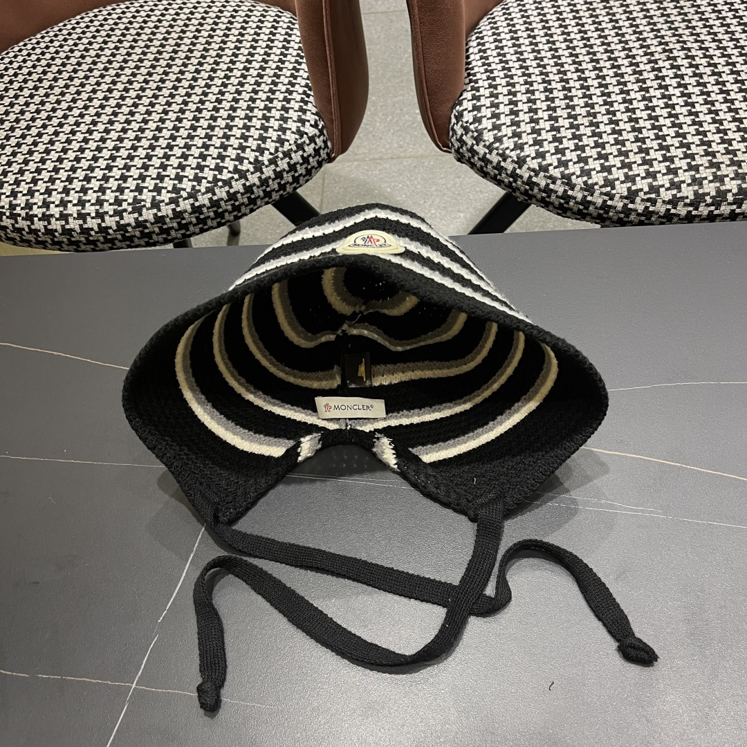  蒙囗 早秋新款条纹渔夫帽女韩版高级感百搭时尚显脸小盆帽遮阳帽防晒帽