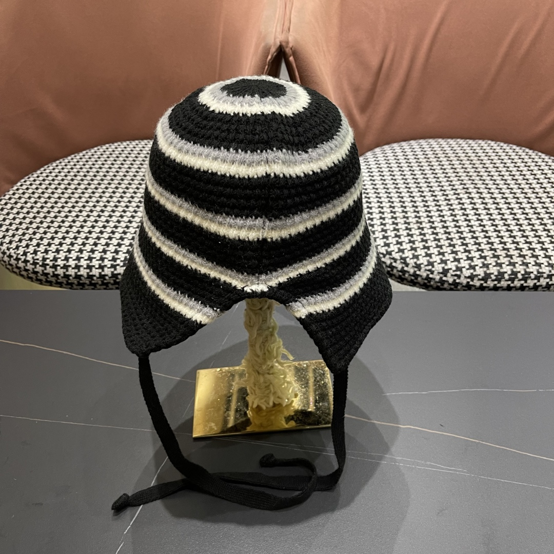  蒙囗 早秋新款条纹渔夫帽女韩版高级感百搭时尚显脸小盆帽遮阳帽防晒帽