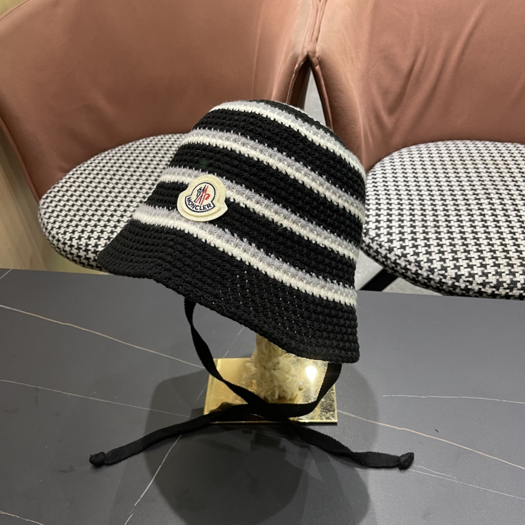  蒙囗 早秋新款条纹渔夫帽女韩版高级感百搭时尚显脸小盆帽遮阳帽防晒帽