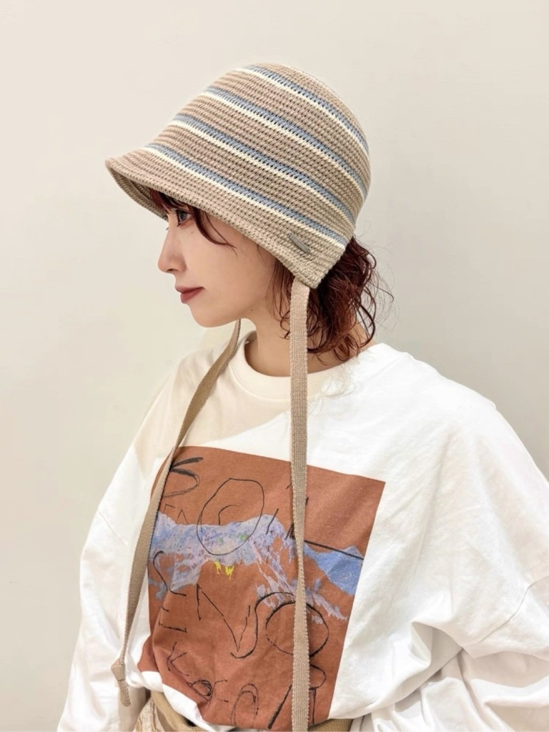  蒙囗 早秋新款条纹渔夫帽女韩版高级感百搭时尚显脸小盆帽遮阳帽防晒帽