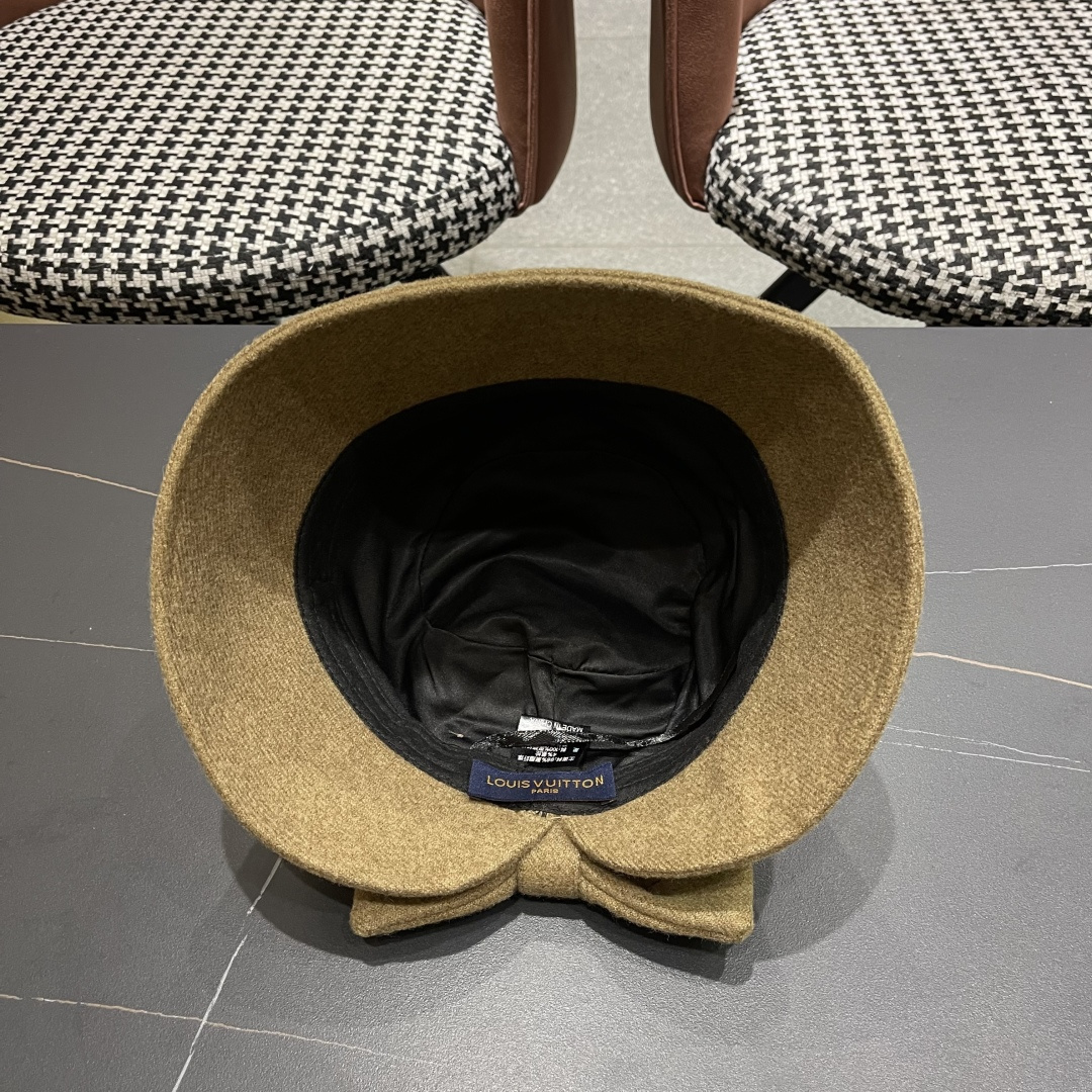  Lv路易威登渔夫帽女秋冬季2025新款毛绒冷帽子大头围显脸小加厚保暖鱼夫盆帽