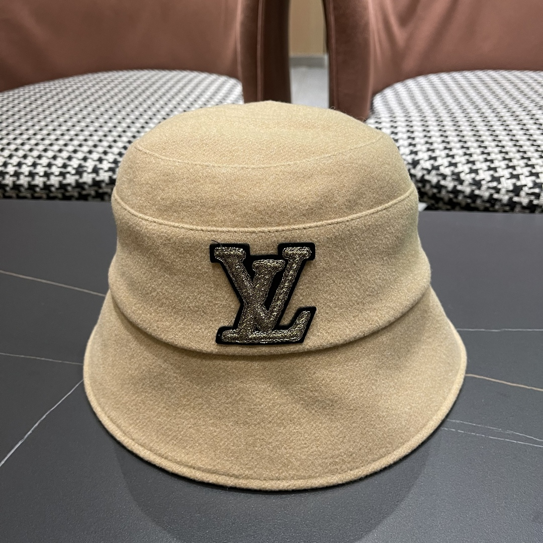  Lv路易威登渔夫帽女秋冬季2025新款毛绒冷帽子大头围显脸小加厚保暖鱼夫盆帽