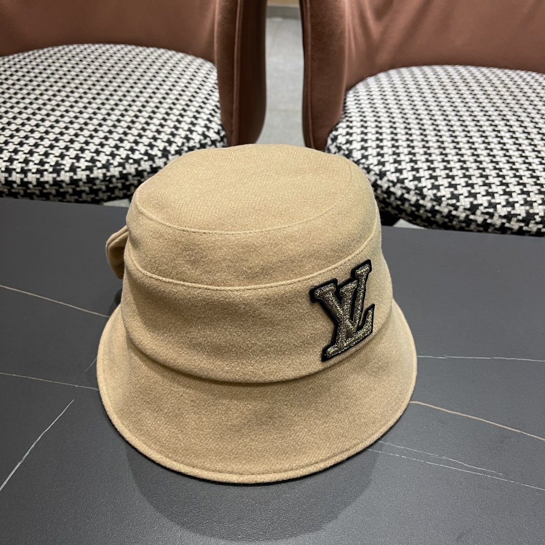  Lv路易威登渔夫帽女秋冬季2025新款毛绒冷帽子大头围显脸小加厚保暖鱼夫盆帽
