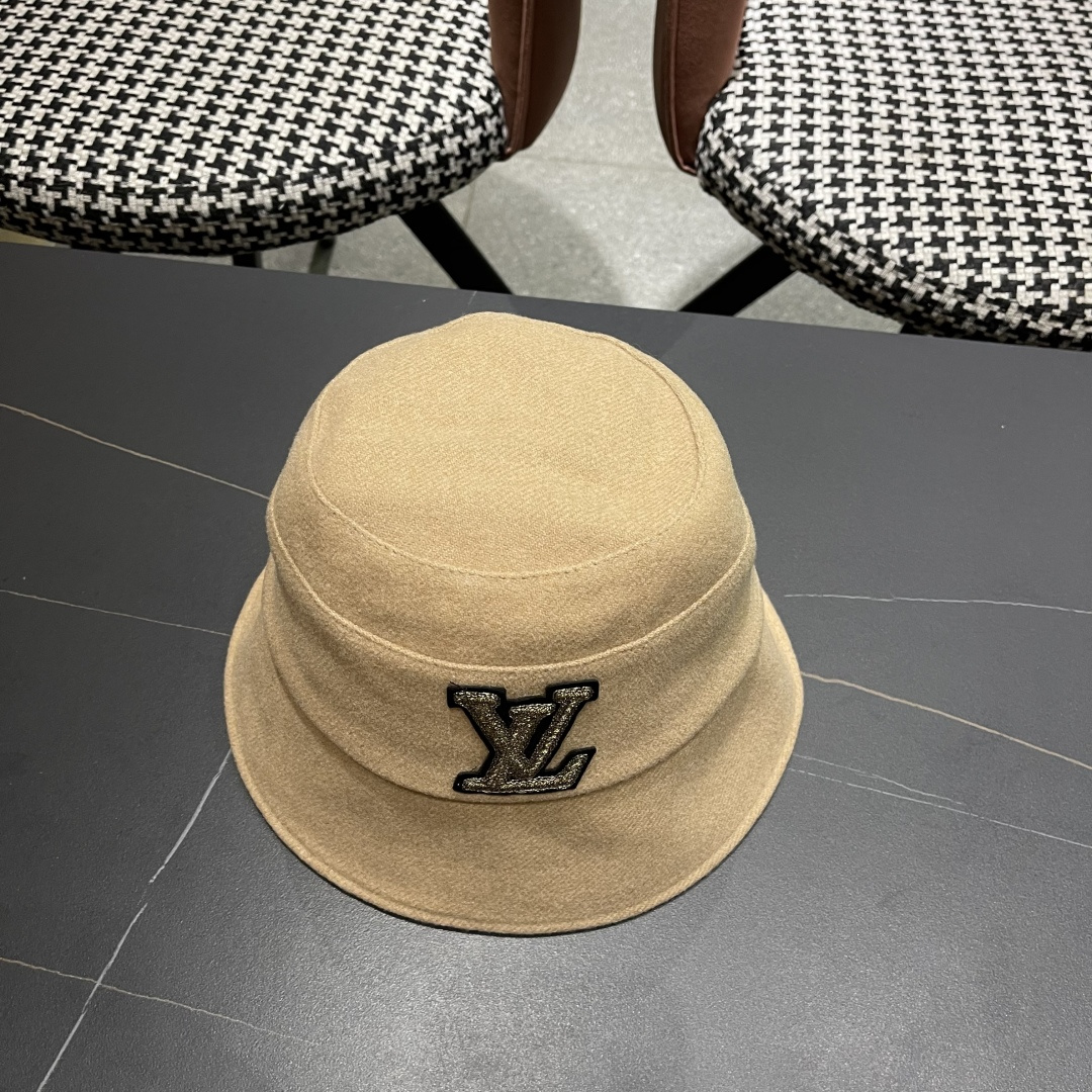  Lv路易威登渔夫帽女秋冬季2025新款毛绒冷帽子大头围显脸小加厚保暖鱼夫盆帽