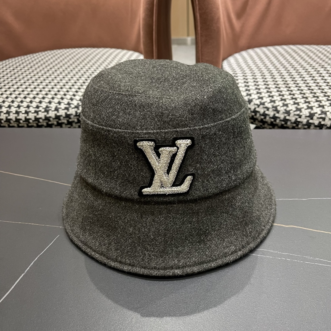  Lv路易威登渔夫帽女秋冬季2025新款毛绒冷帽子大头围显脸小加厚保暖鱼夫盆帽