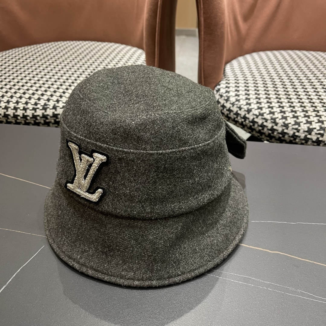  Lv路易威登渔夫帽女秋冬季2025新款毛绒冷帽子大头围显脸小加厚保暖鱼夫盆帽