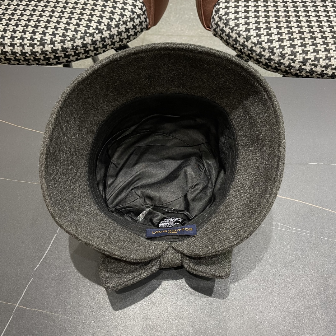  Lv路易威登渔夫帽女秋冬季2025新款毛绒冷帽子大头围显脸小加厚保暖鱼夫盆帽