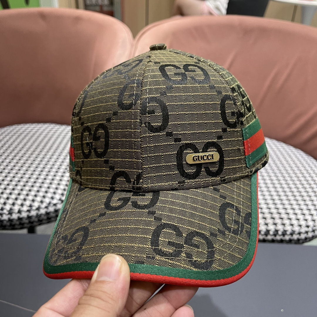  Gucci(古奇)经典原单棒球帽😍原版帆布轻盈透气！实物拍摄，四季百搭男女适用，基础头围56，贴片可调
