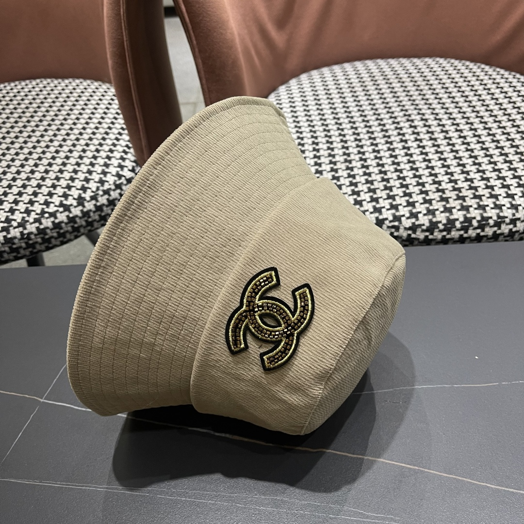  香奈儿2025早秋冬款渔夫帽女防紫外线遮阳帽大头围太阳盆帽潮