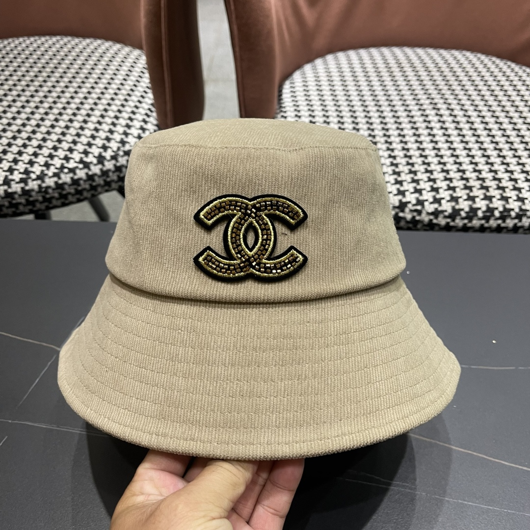  香奈儿2025早秋冬款渔夫帽女防紫外线遮阳帽大头围太阳盆帽潮