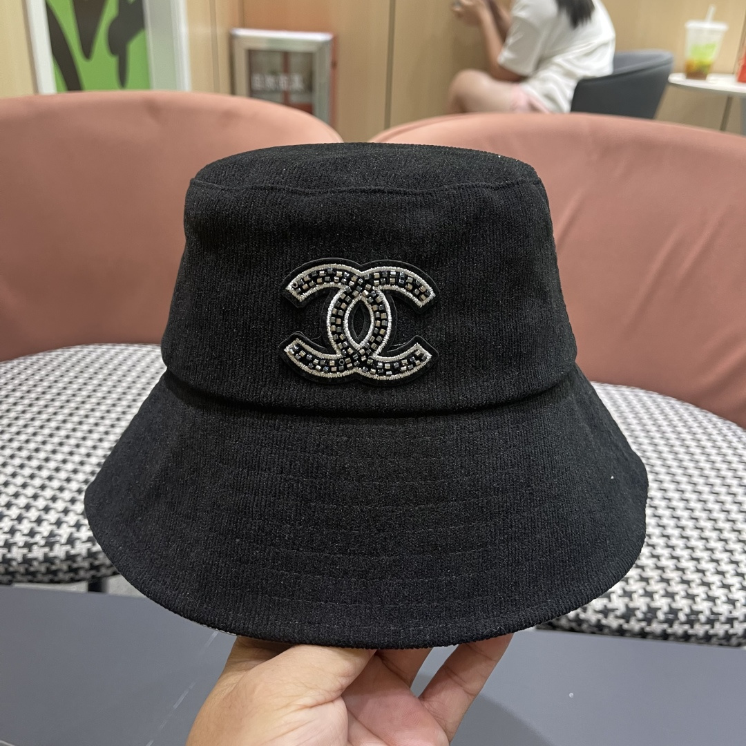  香奈儿2025早秋冬款渔夫帽女防紫外线遮阳帽大头围太阳盆帽潮