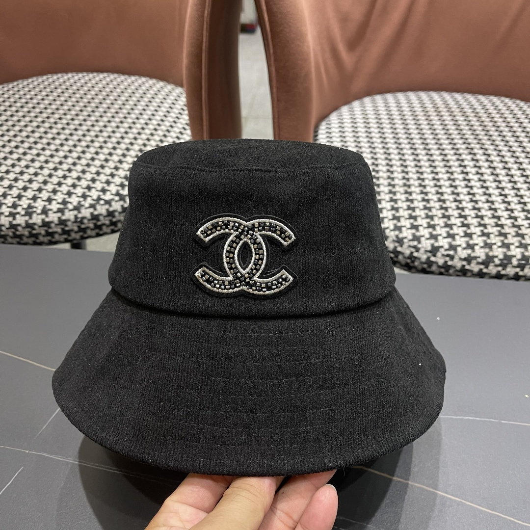  香奈儿2025早秋冬款渔夫帽女防紫外线遮阳帽大头围太阳盆帽潮