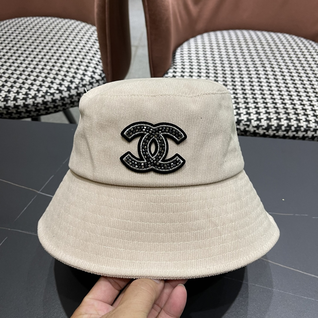  香奈儿2025早秋冬款渔夫帽女防紫外线遮阳帽大头围太阳盆帽潮