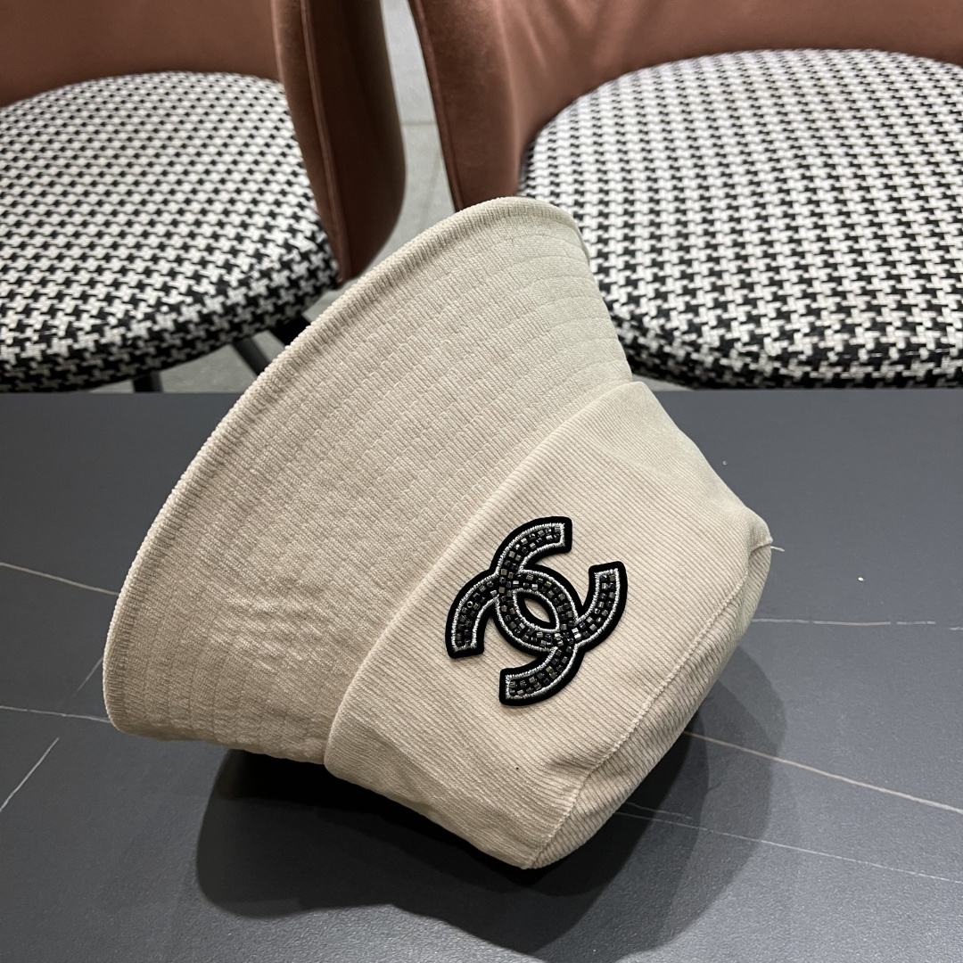  香奈儿2025早秋冬款渔夫帽女防紫外线遮阳帽大头围太阳盆帽潮