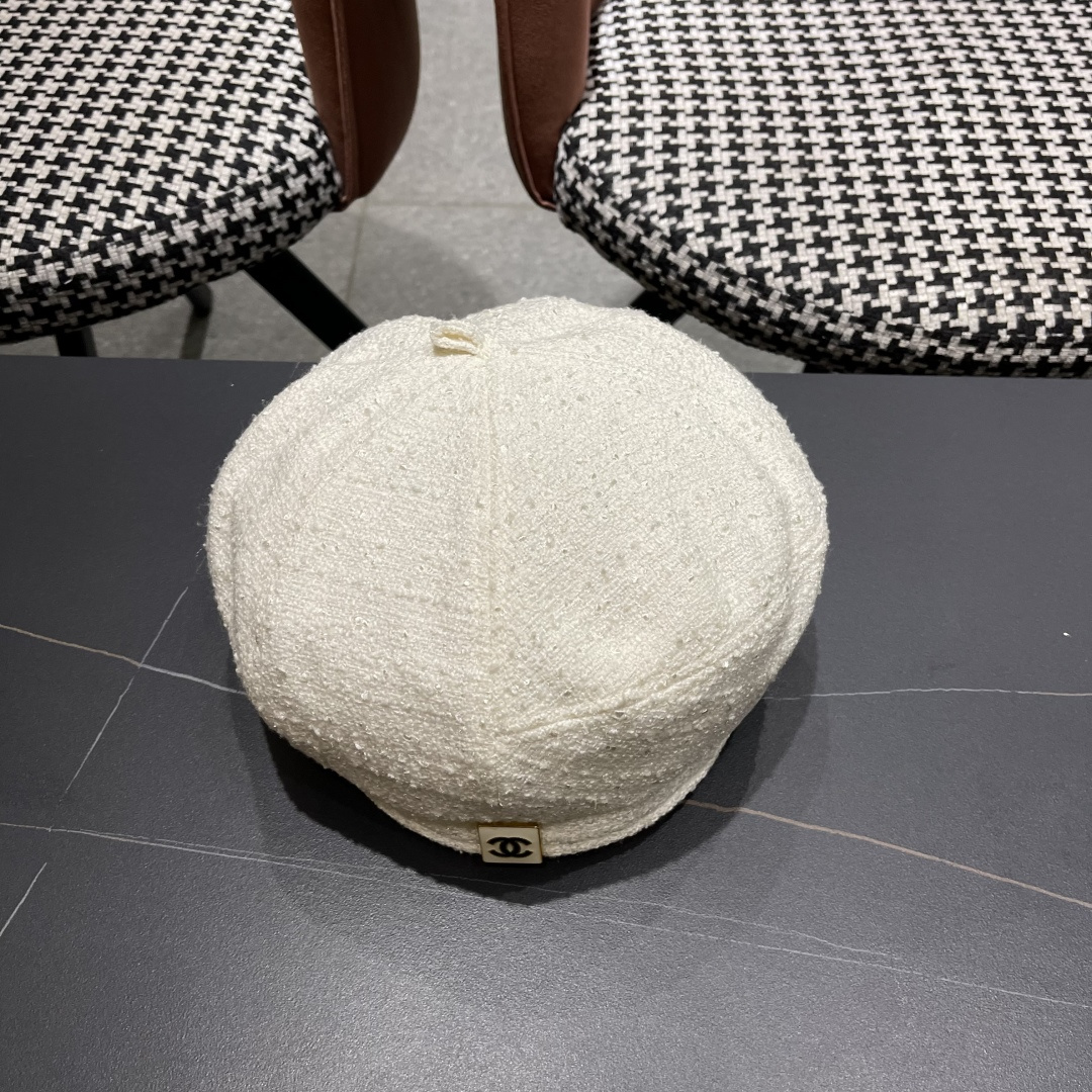  香奈儿秋冬季新款纯色花朵贝雷帽子女时尚百搭气质显脸小蓓蕾帽