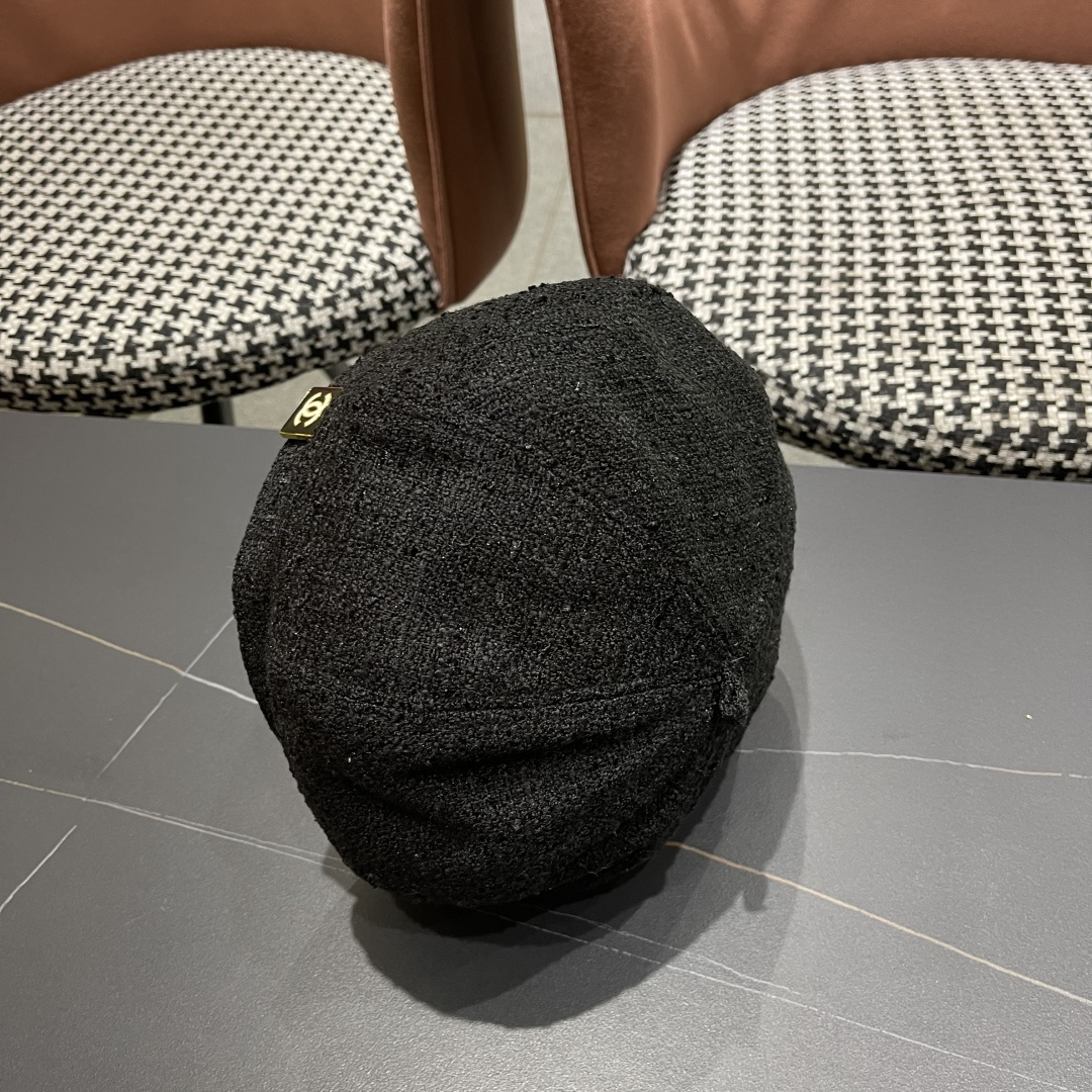  香奈儿秋冬季新款纯色花朵贝雷帽子女时尚百搭气质显脸小蓓蕾帽