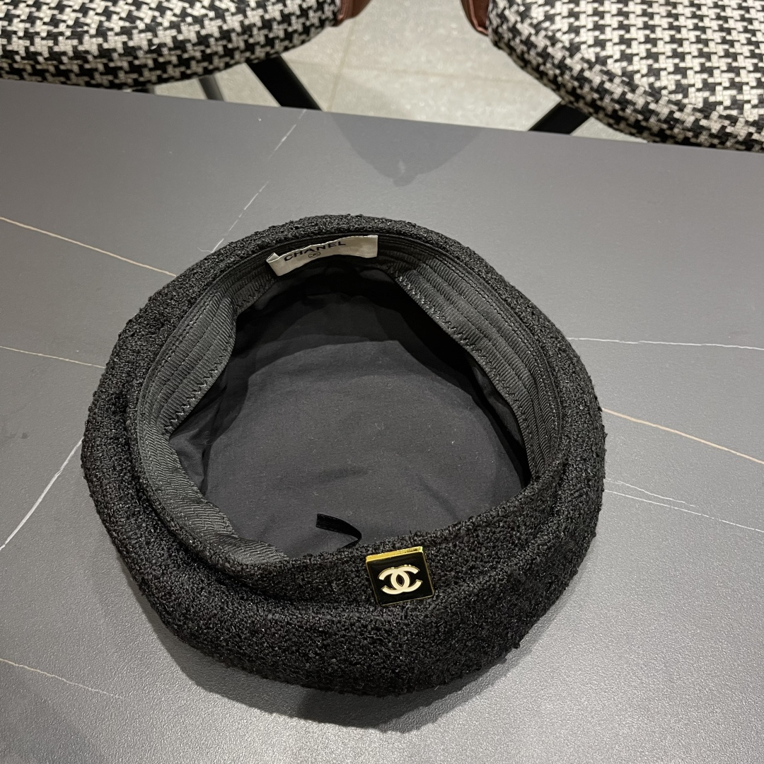  香奈儿秋冬季新款纯色花朵贝雷帽子女时尚百搭气质显脸小蓓蕾帽