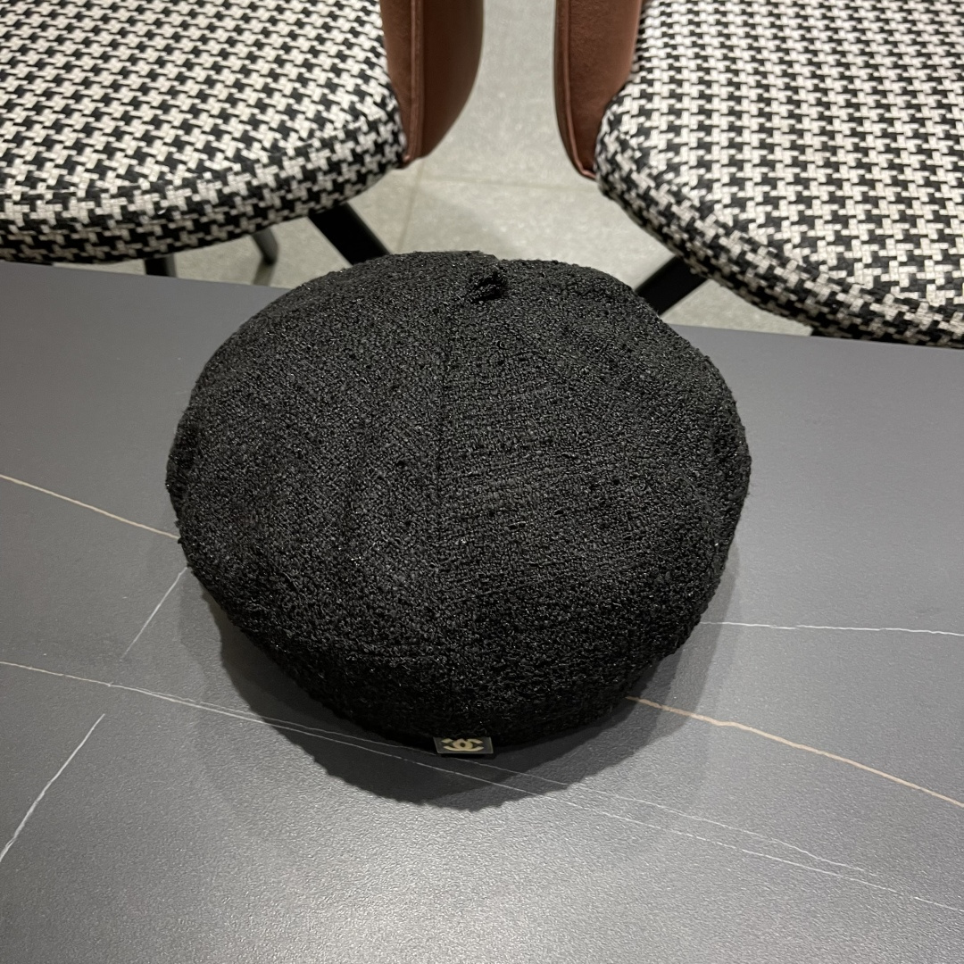  香奈儿秋冬季新款纯色花朵贝雷帽子女时尚百搭气质显脸小蓓蕾帽