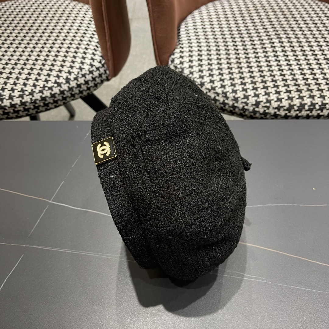  香奈儿秋冬季新款纯色花朵贝雷帽子女时尚百搭气质显脸小蓓蕾帽