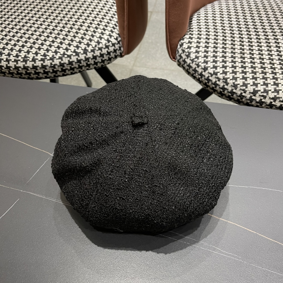  香奈儿秋冬季新款纯色花朵贝雷帽子女时尚百搭气质显脸小蓓蕾帽