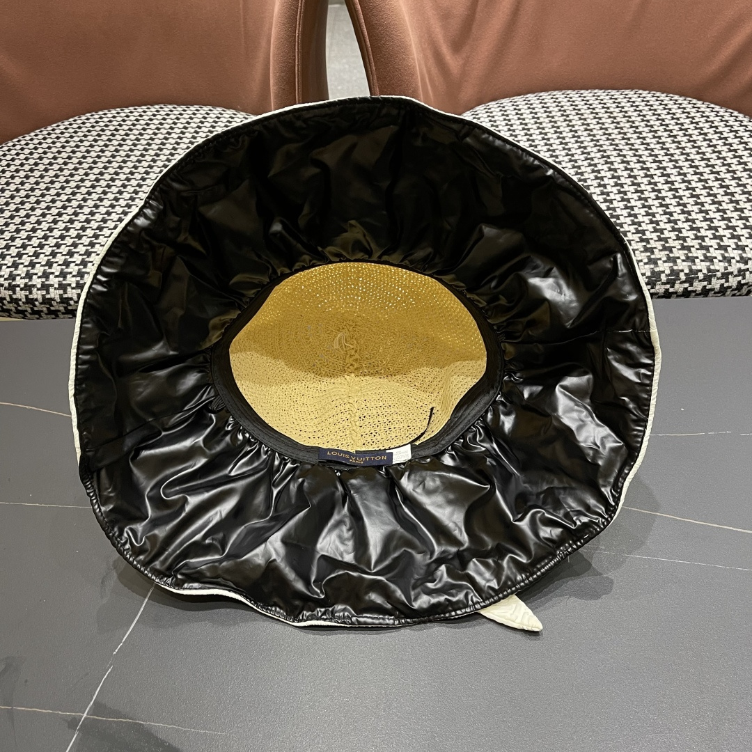  Lv路易威登 夏季出游遮阳防晒帽大檐防紫外线气
质百搭潮太阳帽子女蝴蝶结草帽