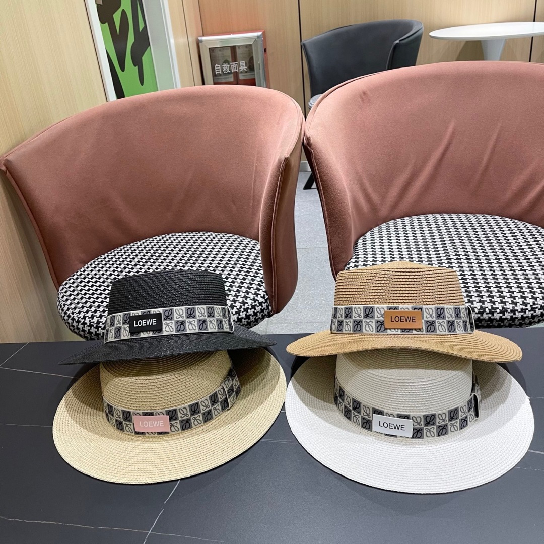 【loewe罗意威】2025新款草编大牌织带编织草帽，度假休闲必备，优雅大方的一款