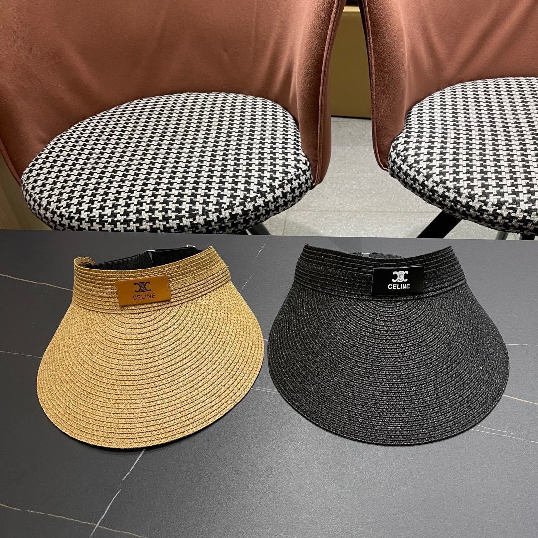  赛琳celine新款空顶草帽女夏季可折晉大檐遮阳帽户外防晒帽防紫
外线品脸小太阳帽