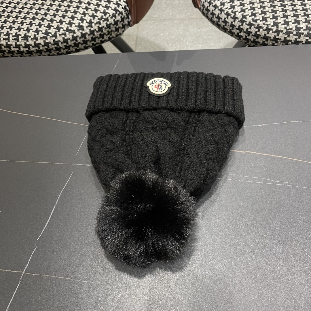 蒙口 加绒加厚毛线帽女款冬季保暖防寒冷帽防风麻花粗针织帽毛球护耳帽