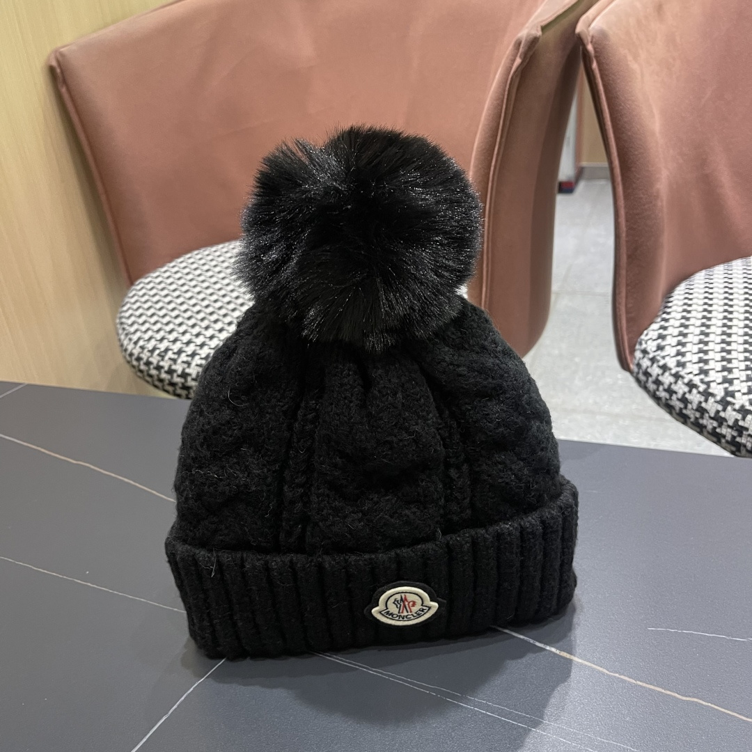 蒙口 加绒加厚毛线帽女款冬季保暖防寒冷帽防风麻花粗针织帽毛球护耳帽