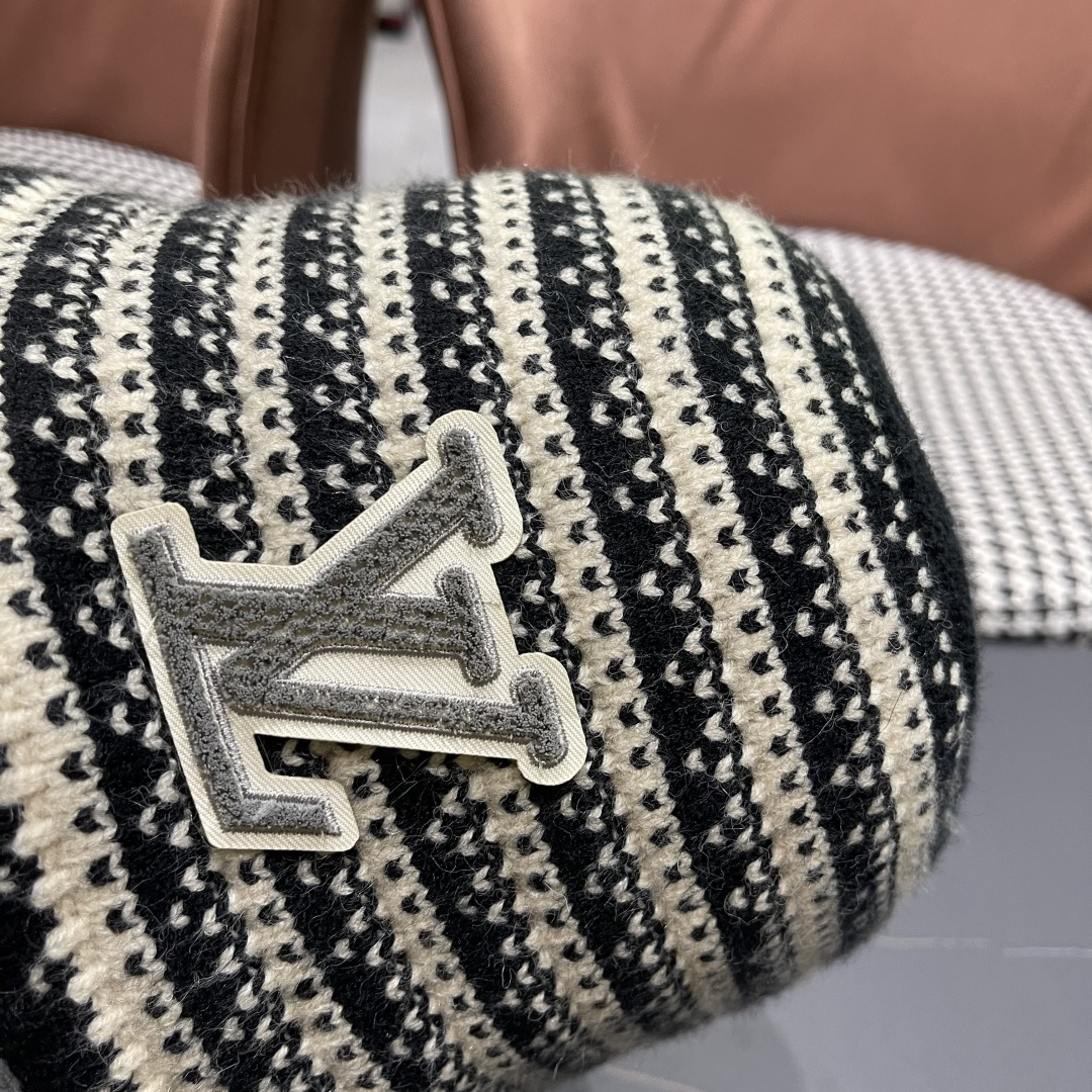 Lv路易威登 韩国进口时尚编织盆帽女春夏季透气遮阳帽子文艺条纹水桶帽渔夫帽