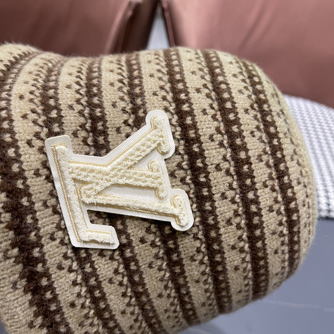 Lv路易威登 韩国进口时尚编织盆帽女春夏季透气遮阳帽子文艺条纹水桶帽渔夫帽