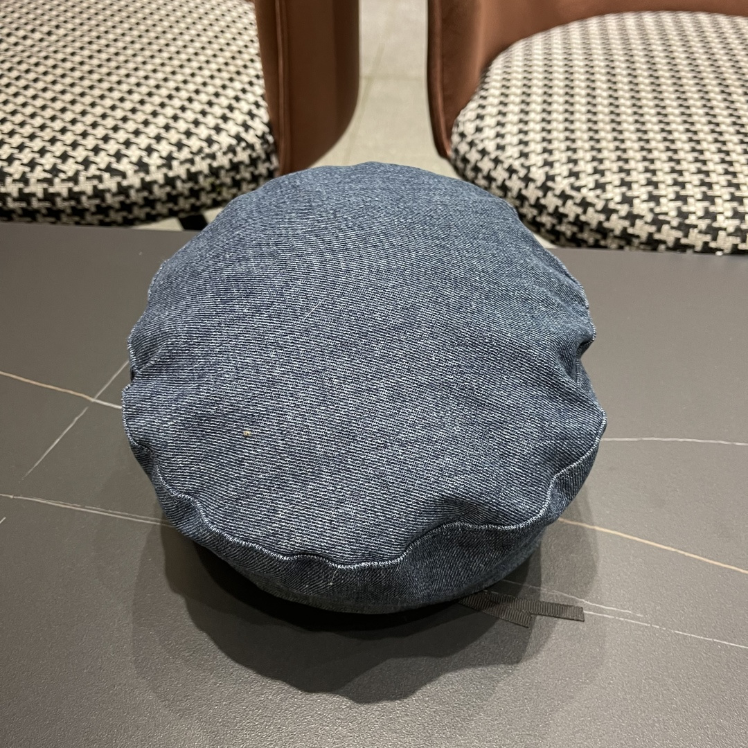 迪奥 新款百搭英伦风海军帽水洗牛仔布复古报童贝雷帽女秋冬八角帽