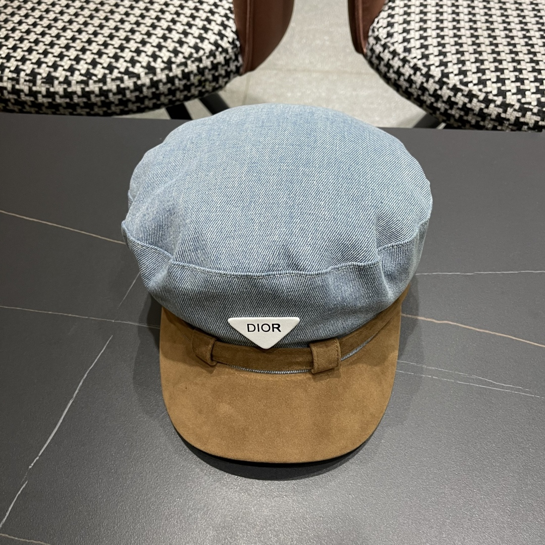 迪奥 新款百搭英伦风海军帽水洗牛仔布复古报童贝雷帽女秋冬八角帽