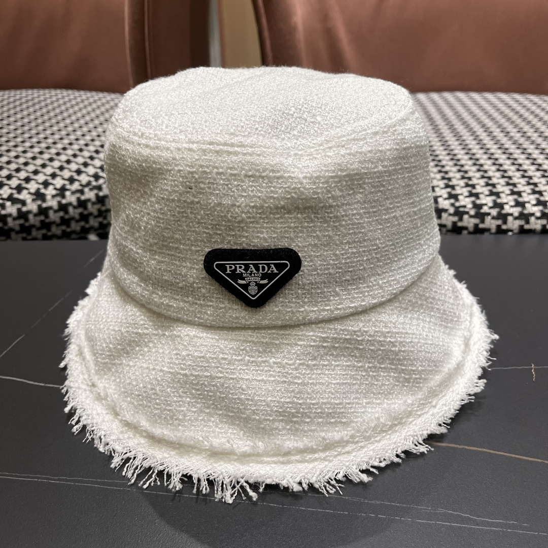 普拉达Prada早秋渔夫帽 显脸小防晒遮阳盆帽显脸小百搭文艺