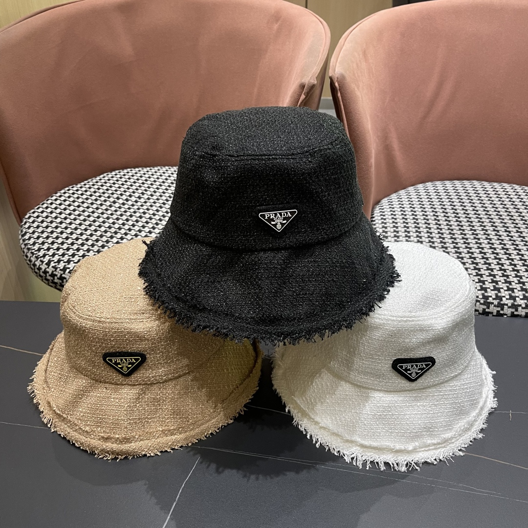  普拉达Prada早秋渔夫帽 显脸小防晒遮阳盆帽显脸小百搭文艺