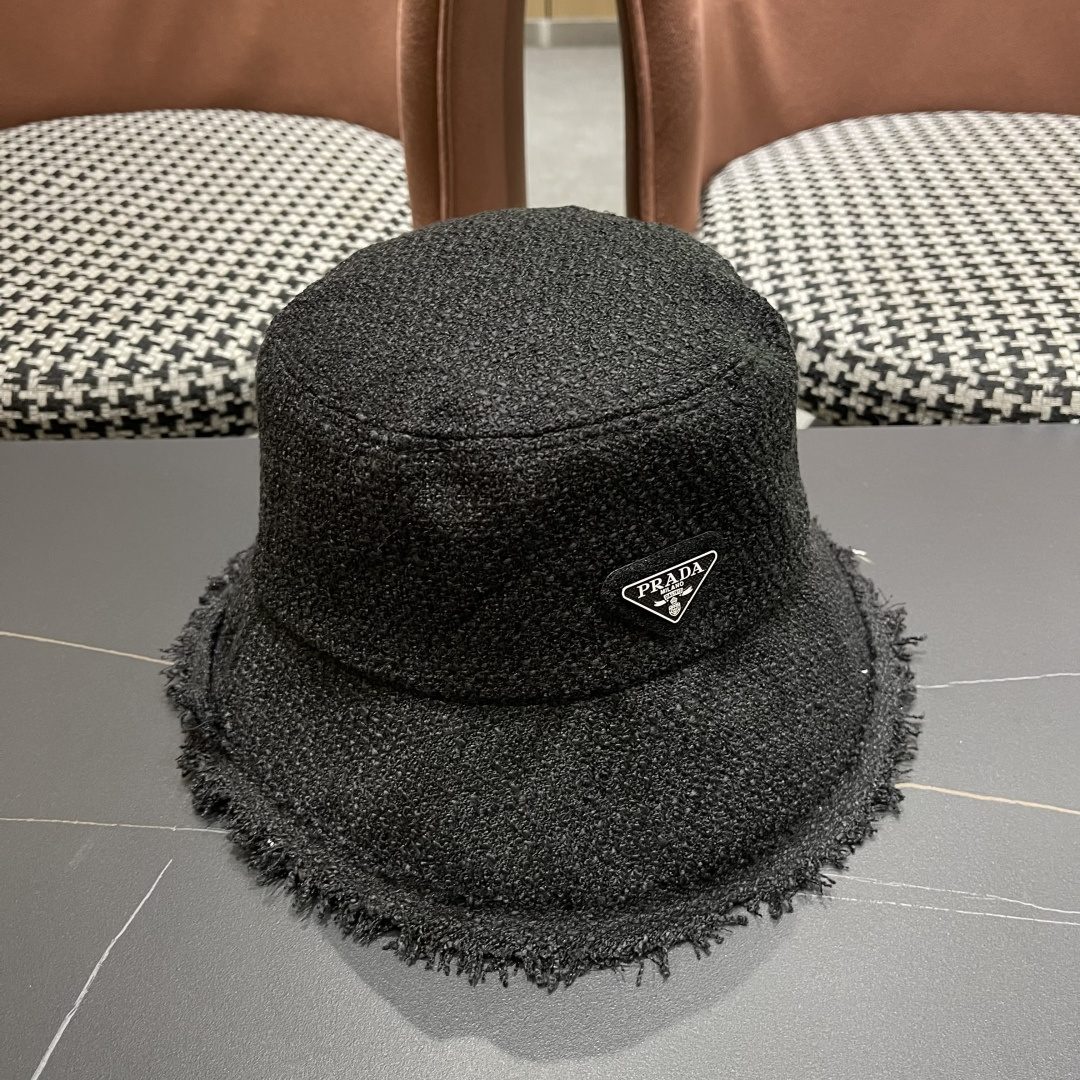 普拉达Prada早秋渔夫帽 显脸小防晒遮阳盆帽显脸小百搭文艺