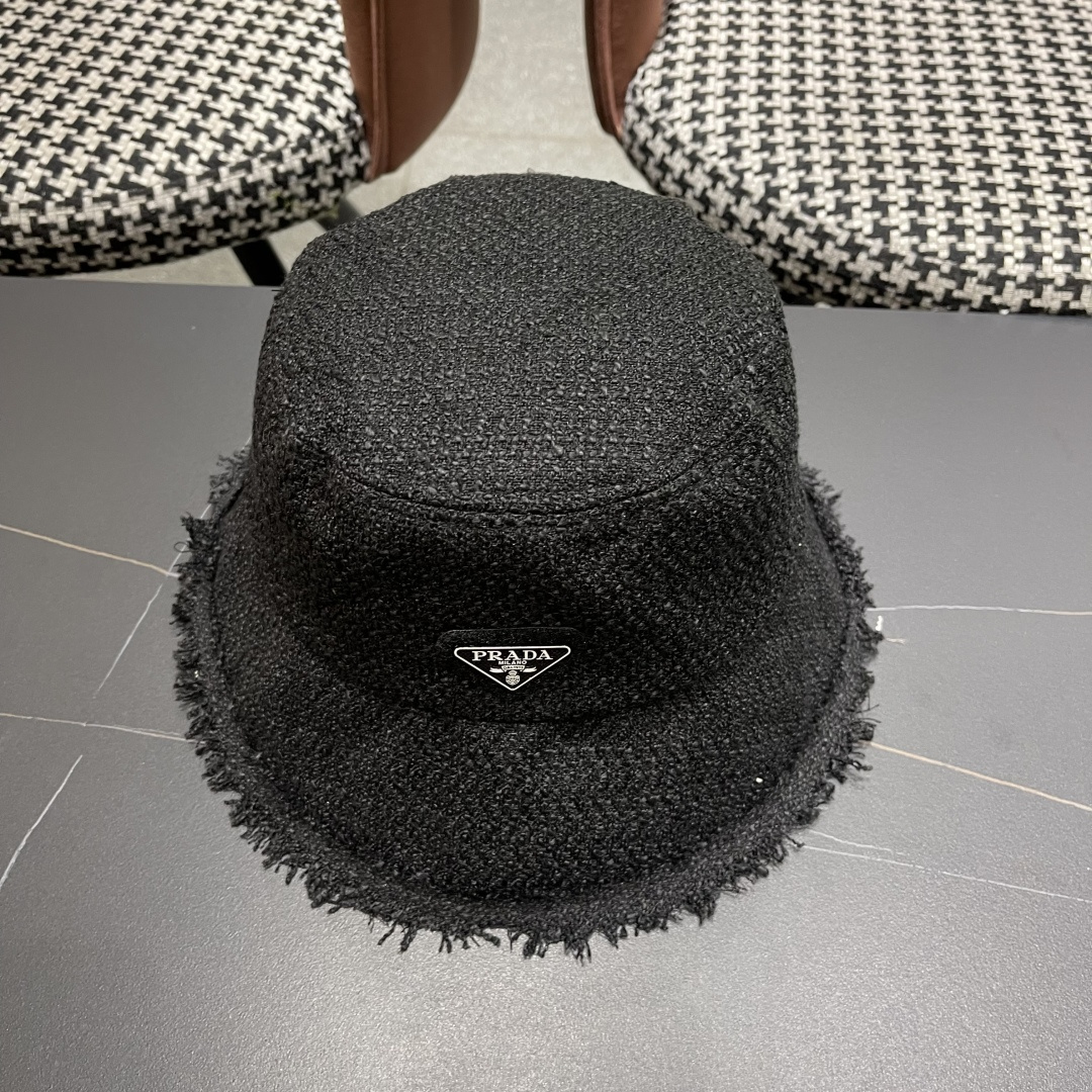 普拉达Prada早秋渔夫帽 显脸小防晒遮阳盆帽显脸小百搭文艺